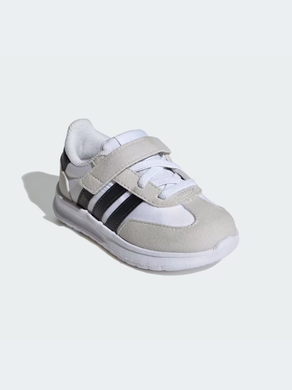 adidas Run 70s Shoe Kids White and Black Velcro Athletic Sneaker